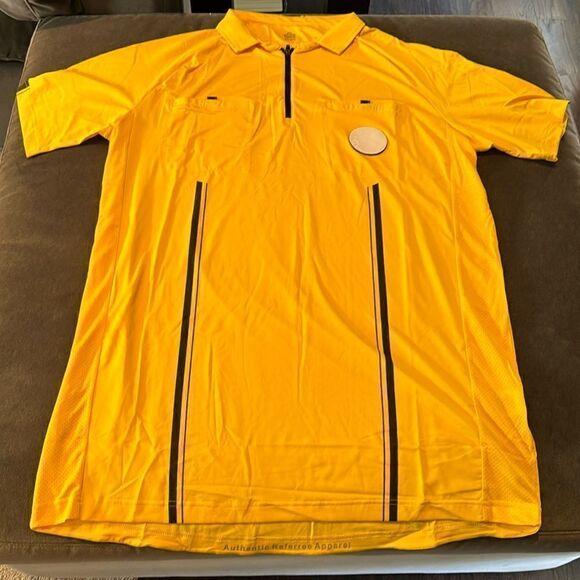 Admiral Mens Gold Authentic Referee Jersey Short Sleeve Front 1/2 Zip Size XXL - Picture 3 of 14